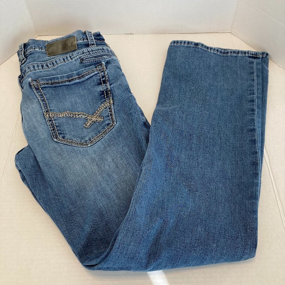 BKE Buckle Jake Straight Leg Jeans Mens 32L Distressed Wash Cotton Stretch